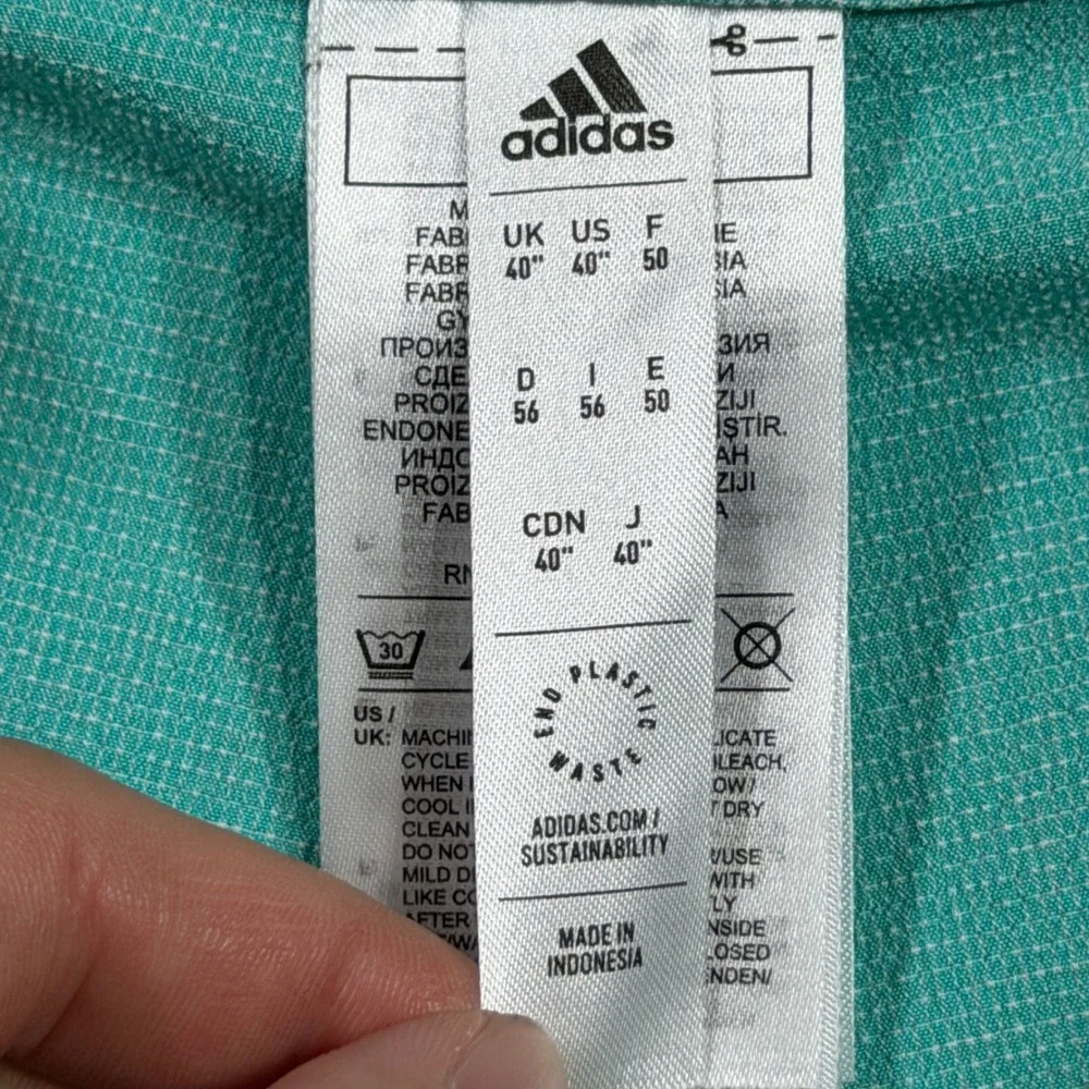 Adidas Golf Shorts Mens 40 Mint Green Textured Performance End Plastic Waste